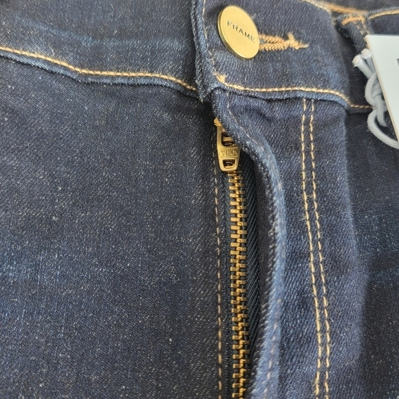 Frame Le Skinny De Jeanne Fellah Slit Rivet Clean Denim Blue Jeans Sz 31 NEW - Picture 5 of 16